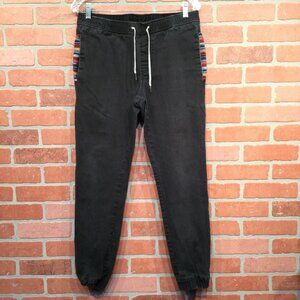 Wowie The Rambler Jogger Pants Black Colorful Pocket Detail Drawstring Waist